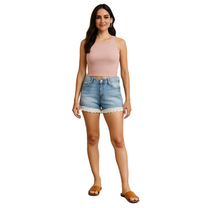 Mossimo Supply Co. Size 15 Light Wash Denim Shorts  White Lace Trim